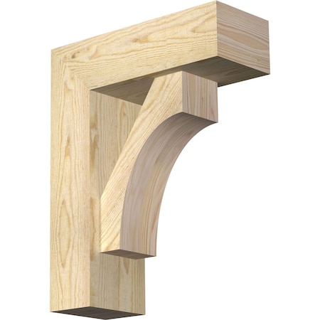Westlake Block Rough Sawn Bracket w/ Offset Brace, Douglas Fir, 6"W x 16"D x 20"H